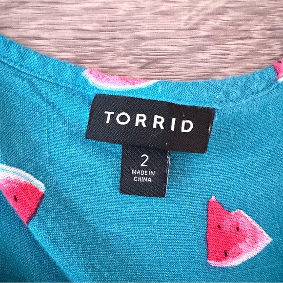Torrid Watermelon Rayon Slub Button-Front Tiered Tank Tank Top Plus Size 2 2X - Picture 10 of 13